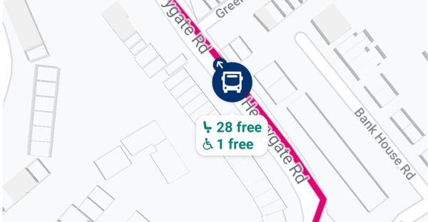 map showing the location of a bus