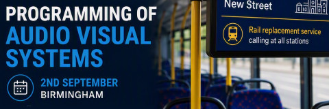 inside of a bus with a TFT next stop display