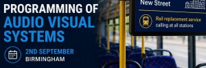 inside of a bus with a TFT next stop display